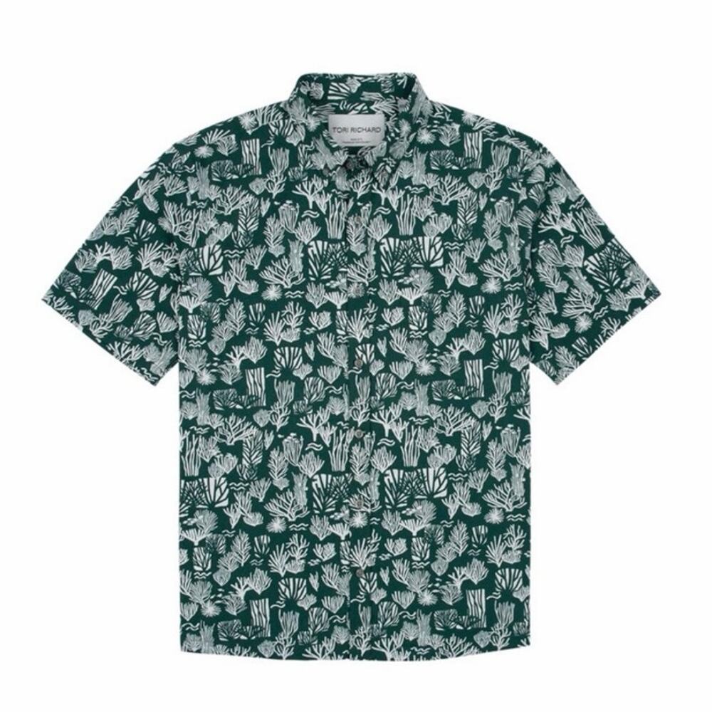 TORI RICHARD Coral Currents Men's Button Up Top Size Small